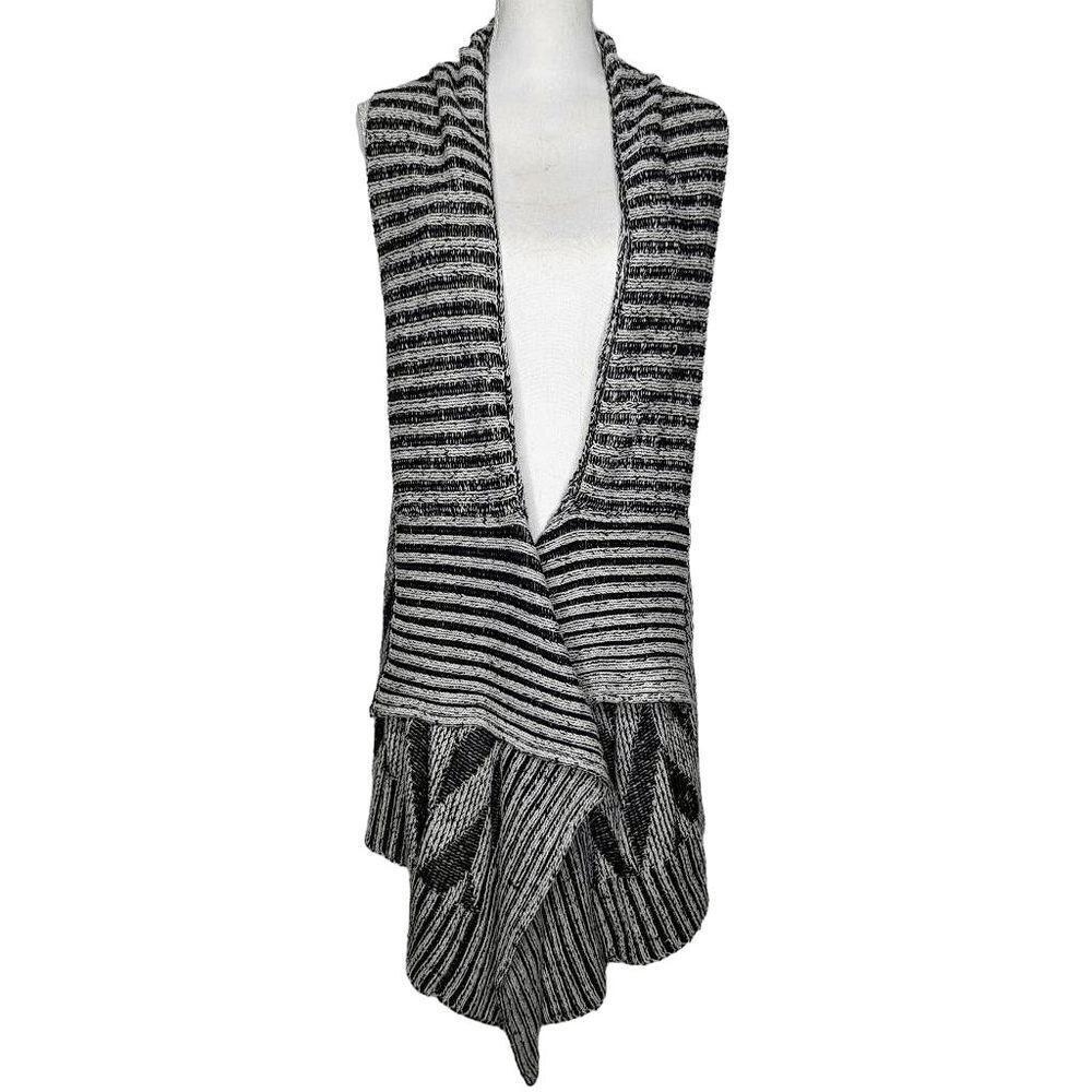 Romeo + Juliet Couture Cardigan Knit Shawl Collar Black White Sz Medium